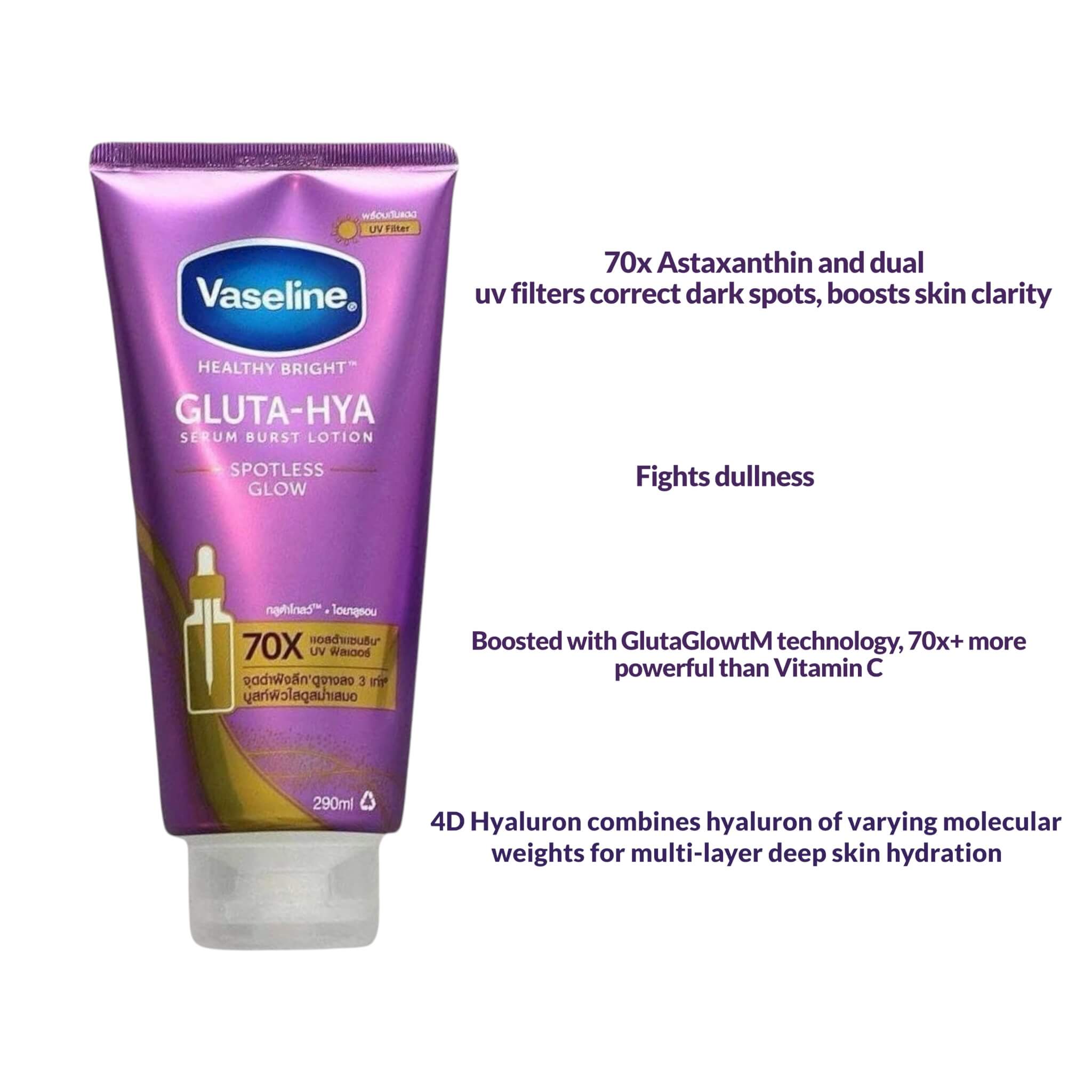 Vaseline Healthy Bright Gluta-HYA Serum Burst Lotion 290ml – Hydrating body care