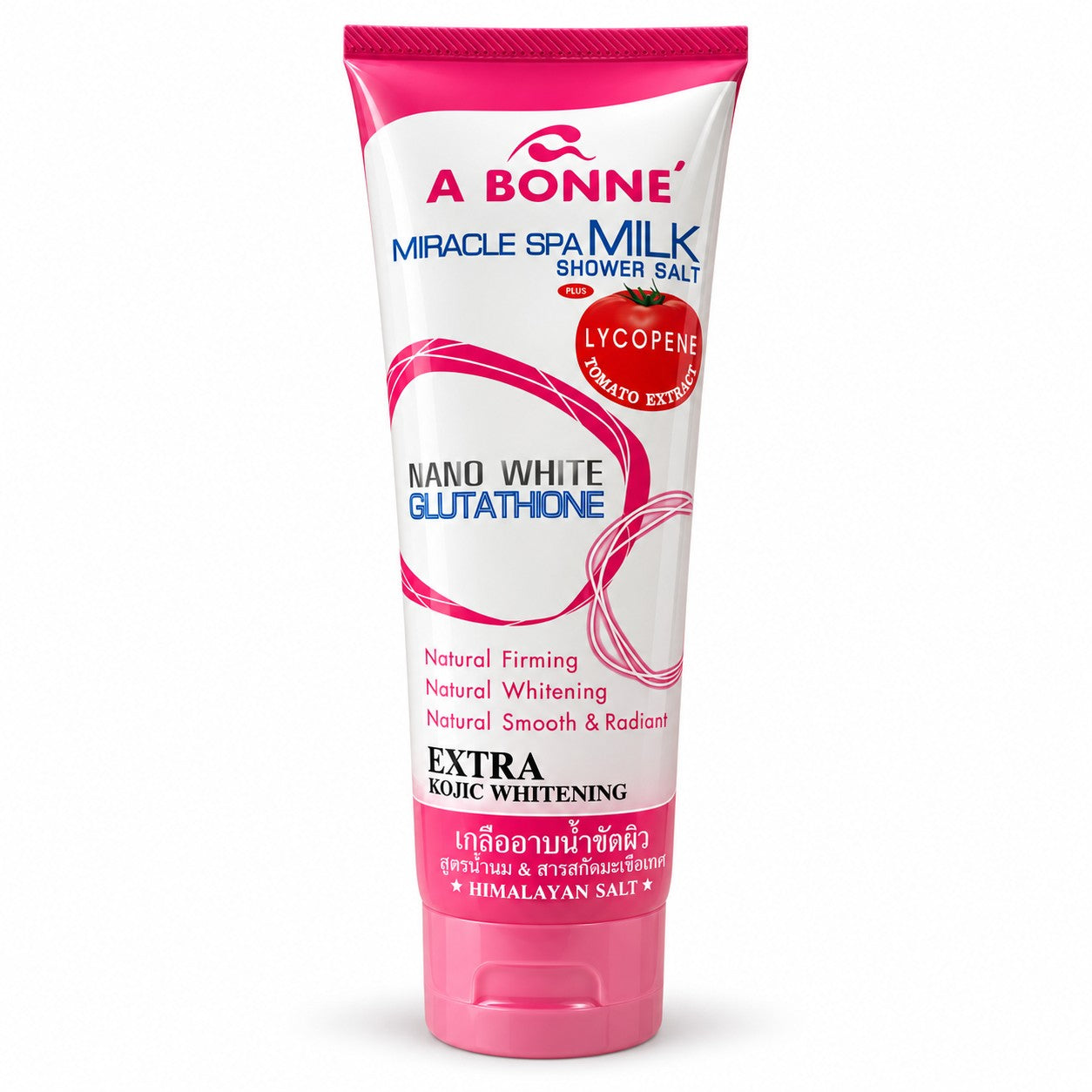 A Bonne Miracle Spa Milk Shower Salt 350g exfoliating body scrub for soft and smooth-feeling skin.