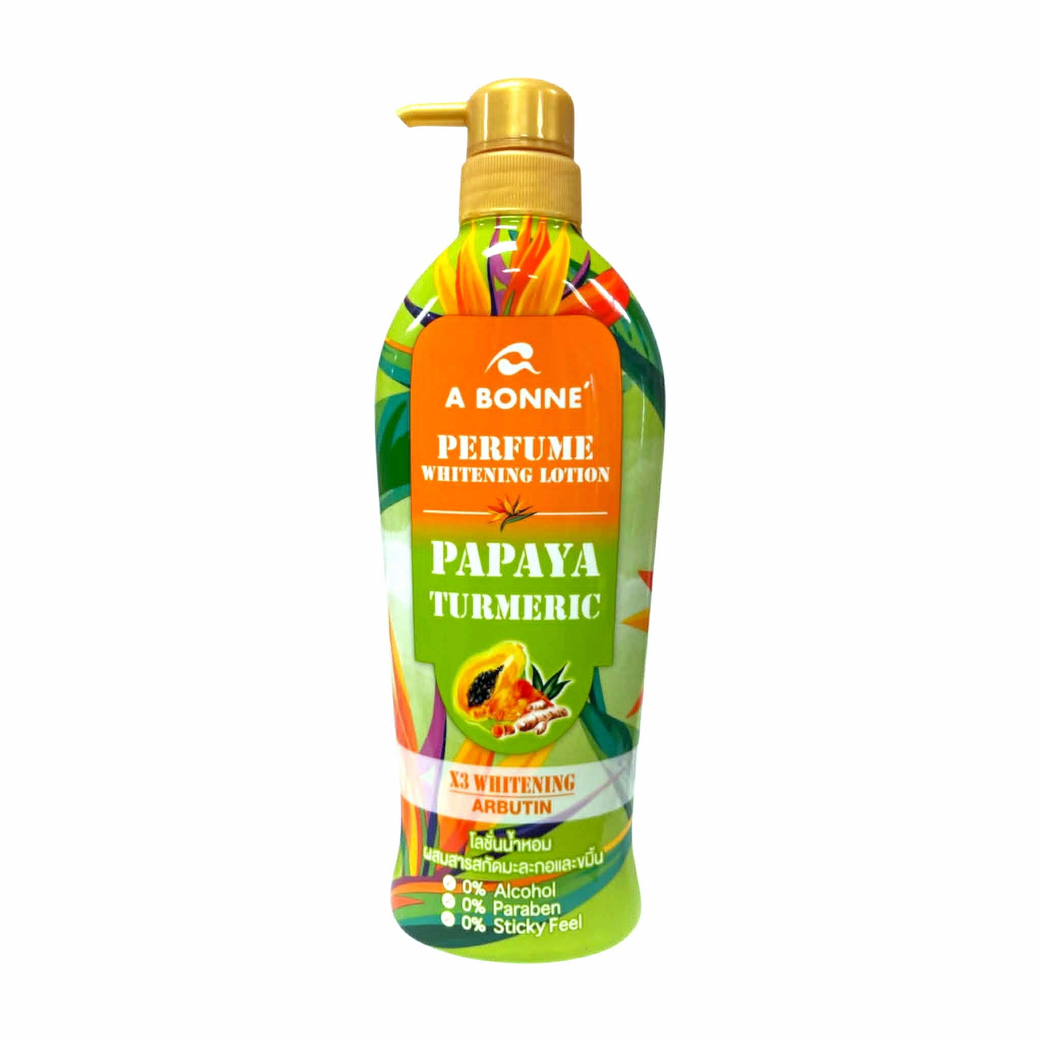 A Bonne Papaya Turmeric Perfume Lotion 500ml X3 Arbutin lightweight moisturizing body care formula