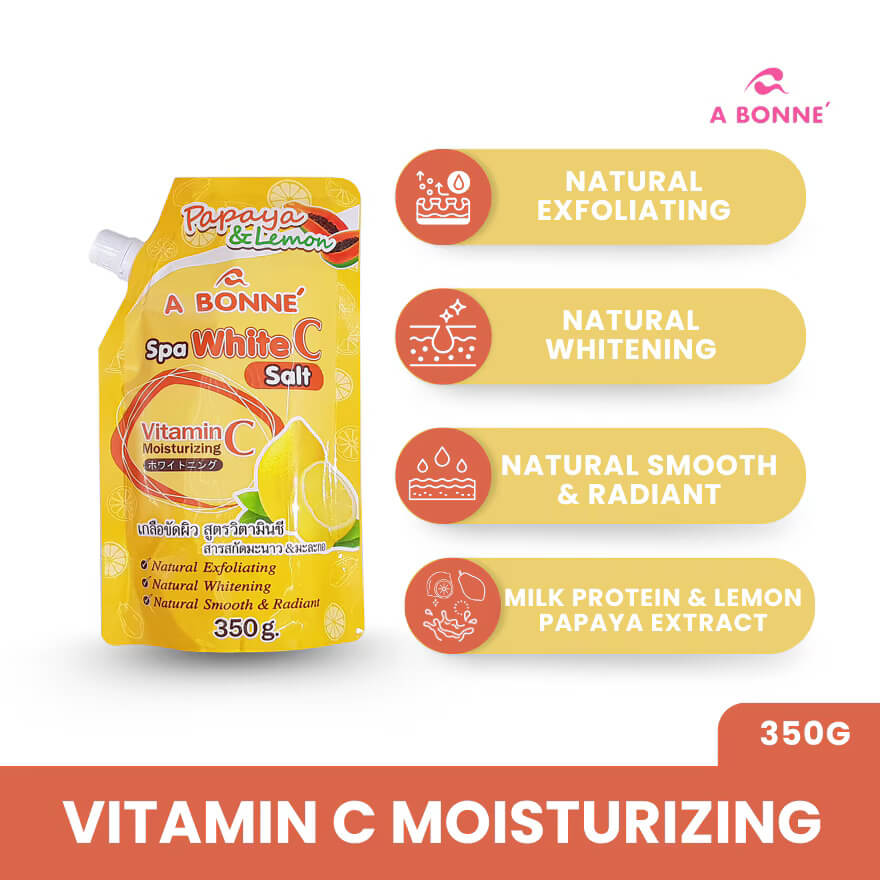 A Bonne Spa White C Salt Vitamin C helps reveal smooth and supple skin after use.