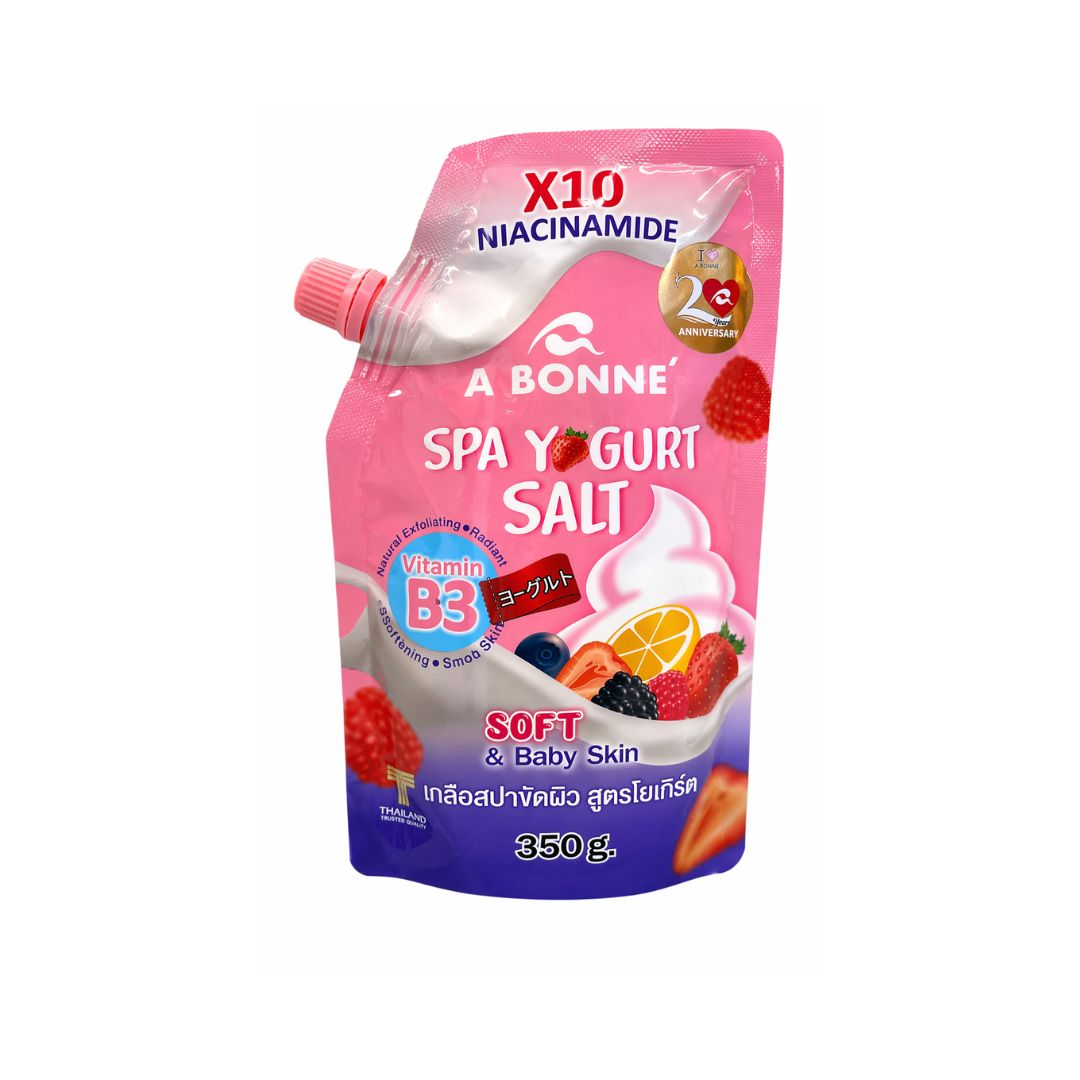 A Bonne Spa Yogurt Salt 350g niacinamide body scrub for smooth and refreshed skin feel