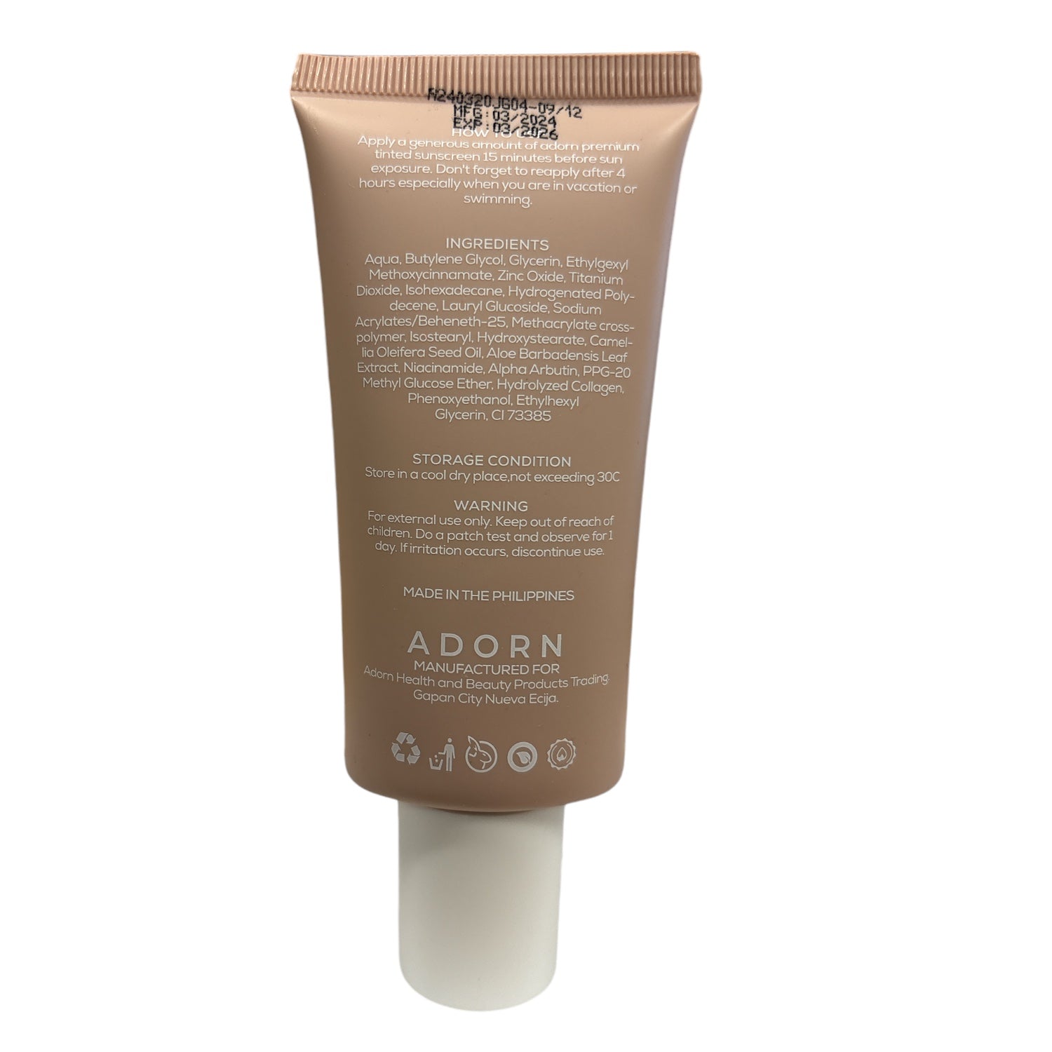 ADORN Premium Tinted Sunscreen SP50 UVA/UVB Broad Spectrum 50ml