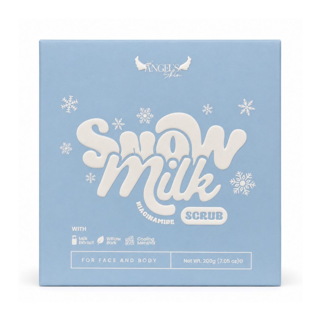 Angel’s Skin SnowMilk Niacinamide Face & Body Scrub 200g complete product overview for a creamy exfoliating ritual