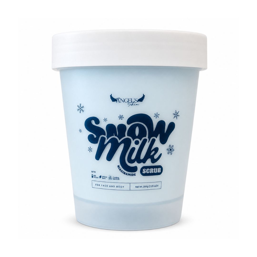 Angel’s Skin SnowMilk Niacinamide Face & Body Scrub 200g helps leave rough skin feeling smooth and polished