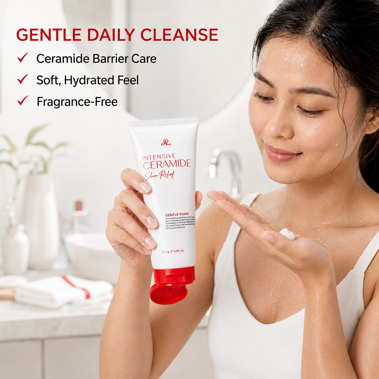 AR Intensive Ceramide Gentle Facial Foam, 150g with a moisture-supporting ceramide blend