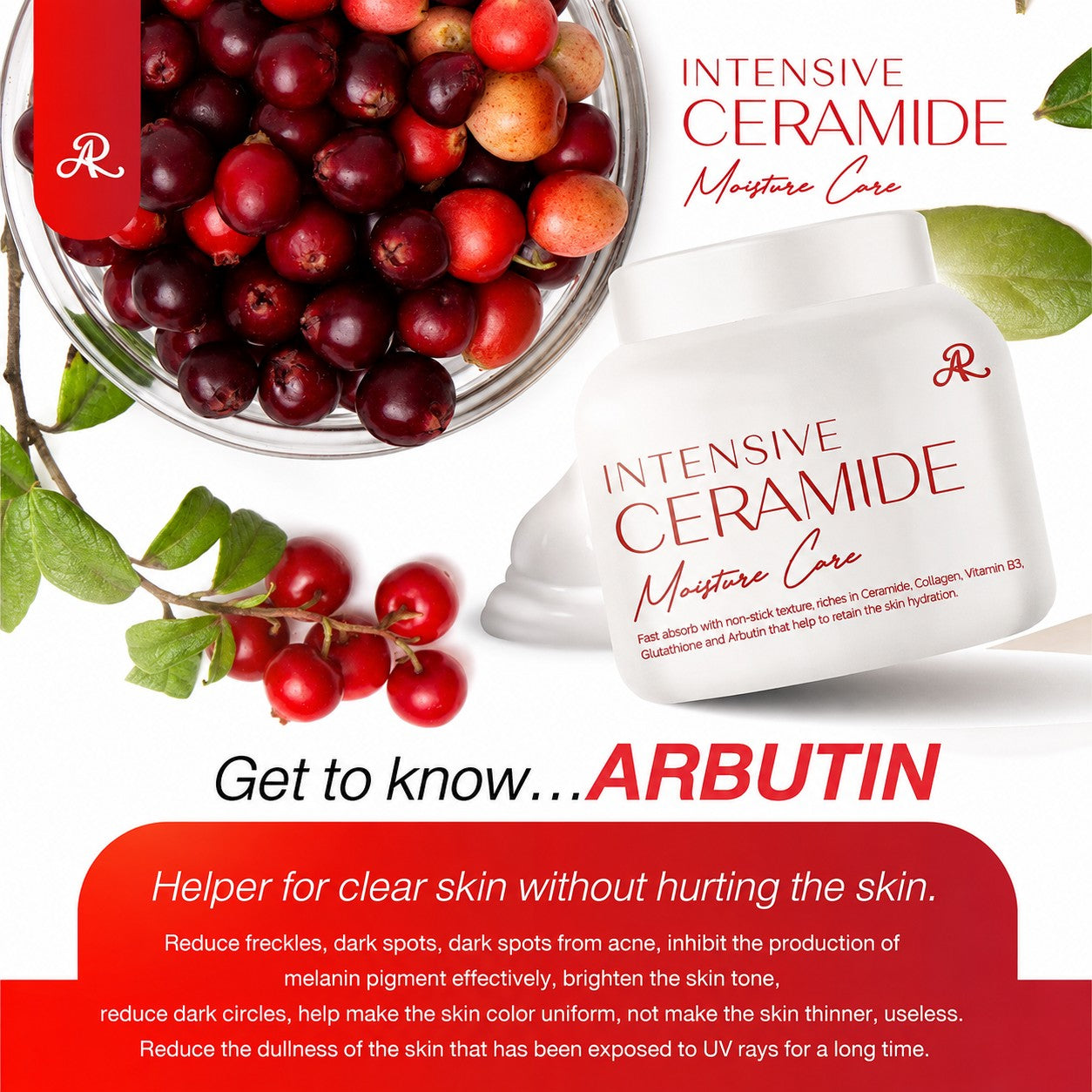 AR Intensive Ceramide Moisture Care Face & Body Cream 200g made in Thailand