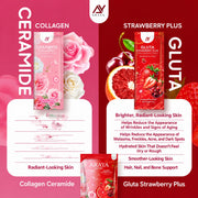 Araya Duo Set Ceramide Collagen Plus and Gluta Strawberry Plus powdered drink duo for everyday beauty care