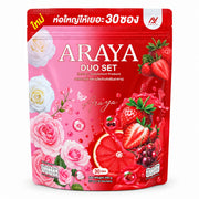 Araya Duo Set Ceramide Collagen Plus and Gluta Strawberry Plus 300g beauty drink with 30 individual sachets