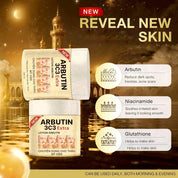 ARBUTIN 3C3 Extra Care Body Lotion blended with Alpha Arbutin, Niacinamide and Glutathione for a hydrated and refined skin feel