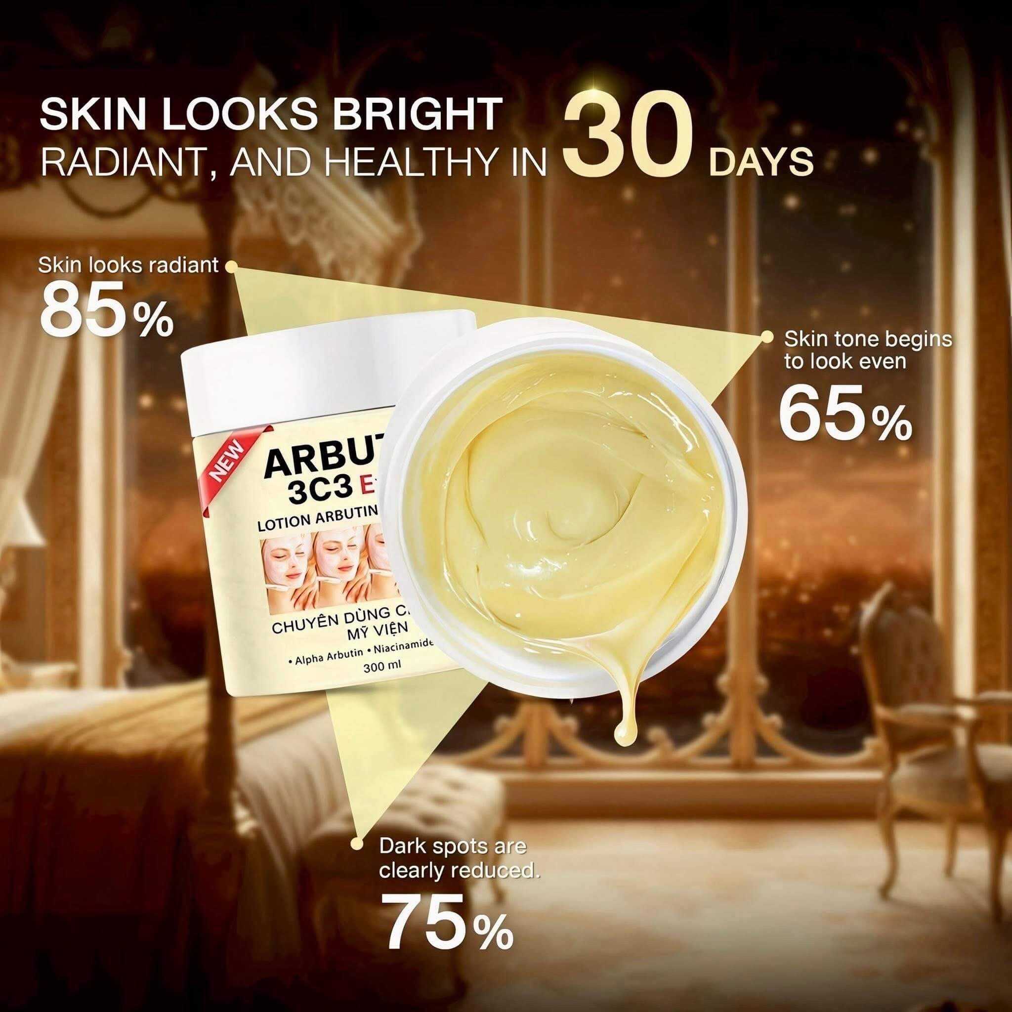 ARBUTIN 3C3 Extra Care Body Lotion using Alpha Arbutin, Niacinamide and Glutathione to support smoothness and moisture retention