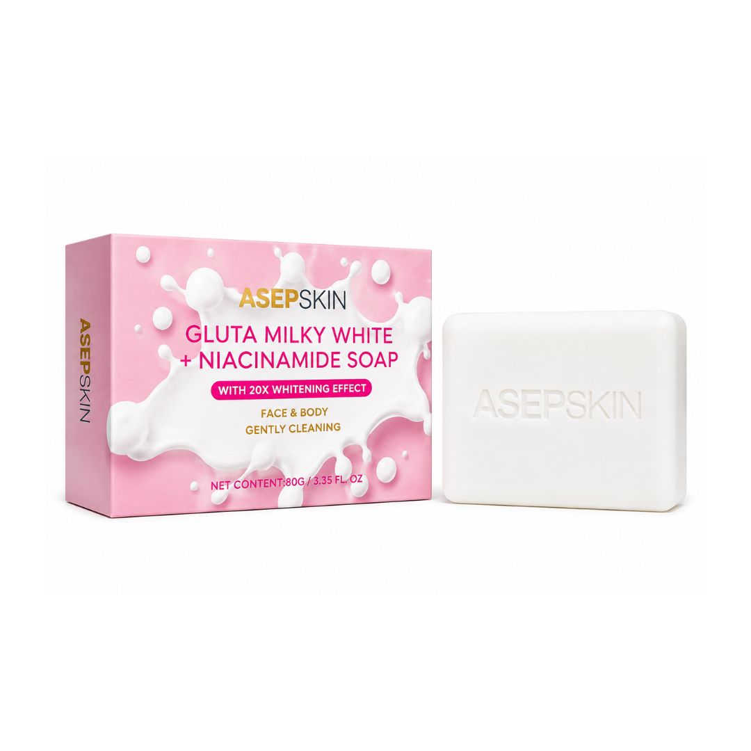 ASEP SKIN Gluta Milky + Niacinamide Face & Body Soap, 80g for a fresh and simple everyday cleansing routine.