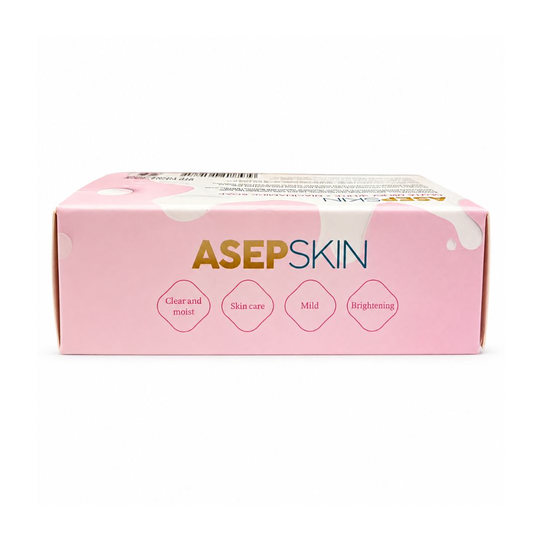 ASEP SKIN Gluta Milky + Niacinamide Face & Body Soap, 80g with a smooth cleansing bar for convenient face and body care.
