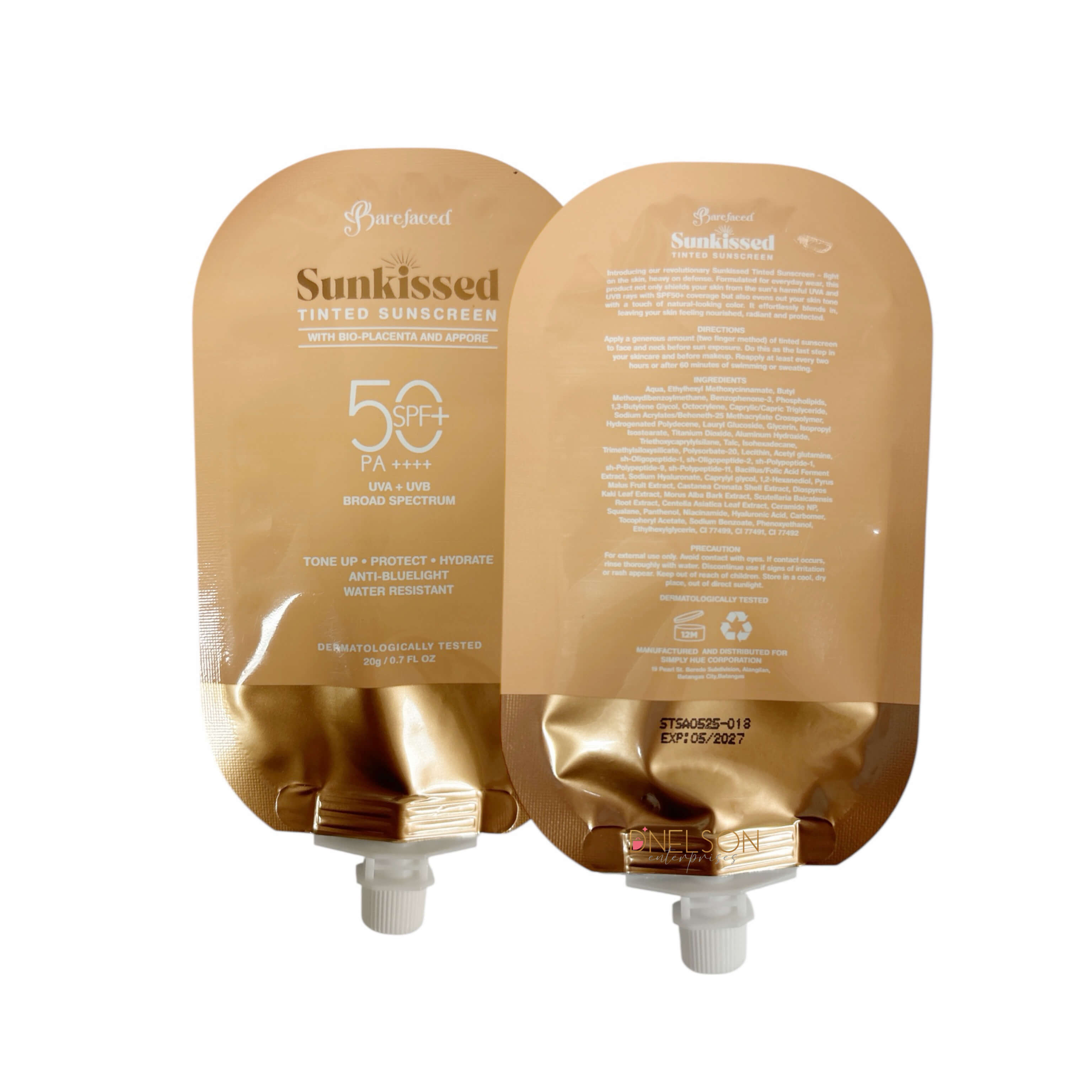Barefaced Sunkissed Trial Pouch Tinted Sunscreen SPF 50 20g with sheer skin coverage

