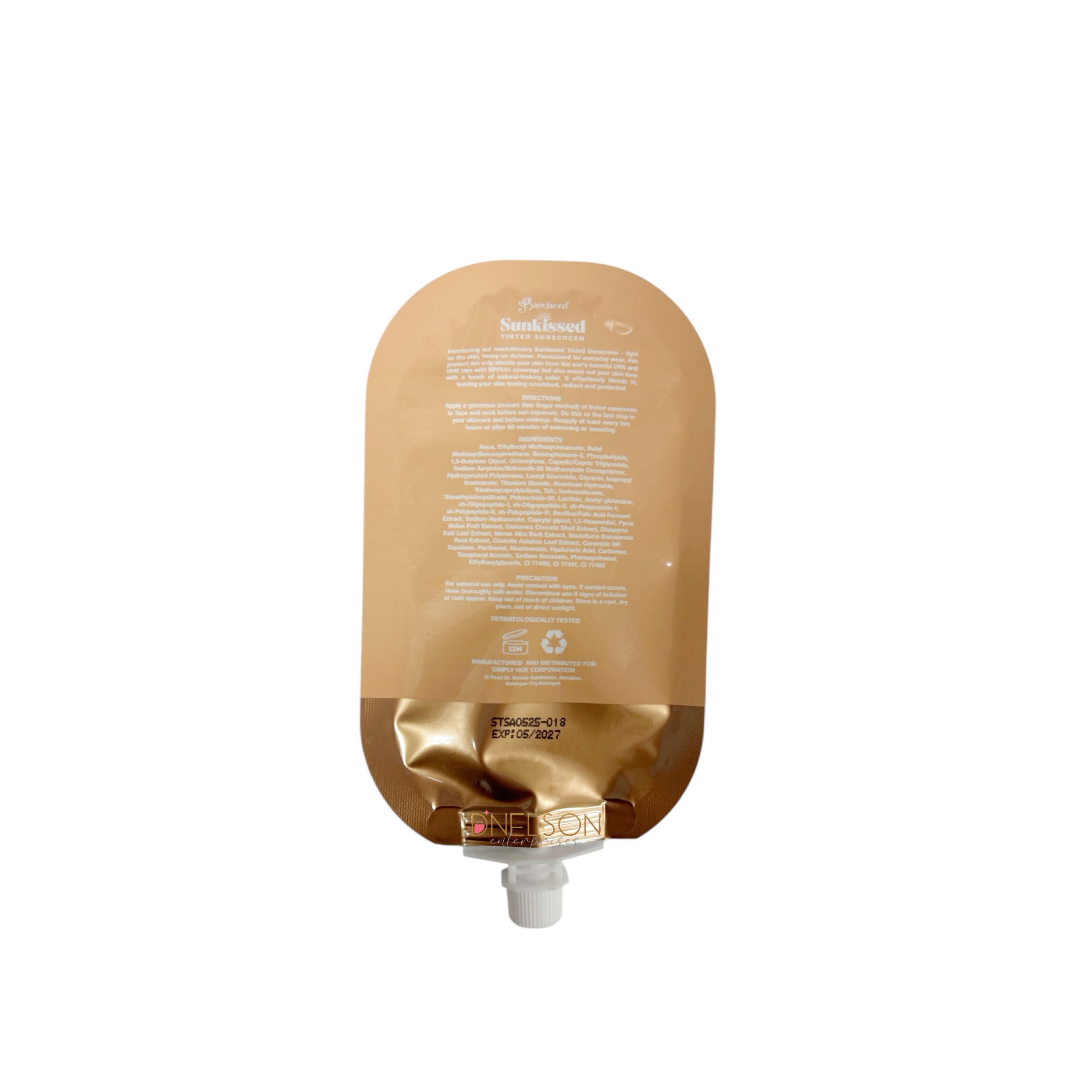Barefaced Sunkissed Trial Pouch Tinted Sunscreen SPF 50 20g offers SPF50 PA++++ protection

