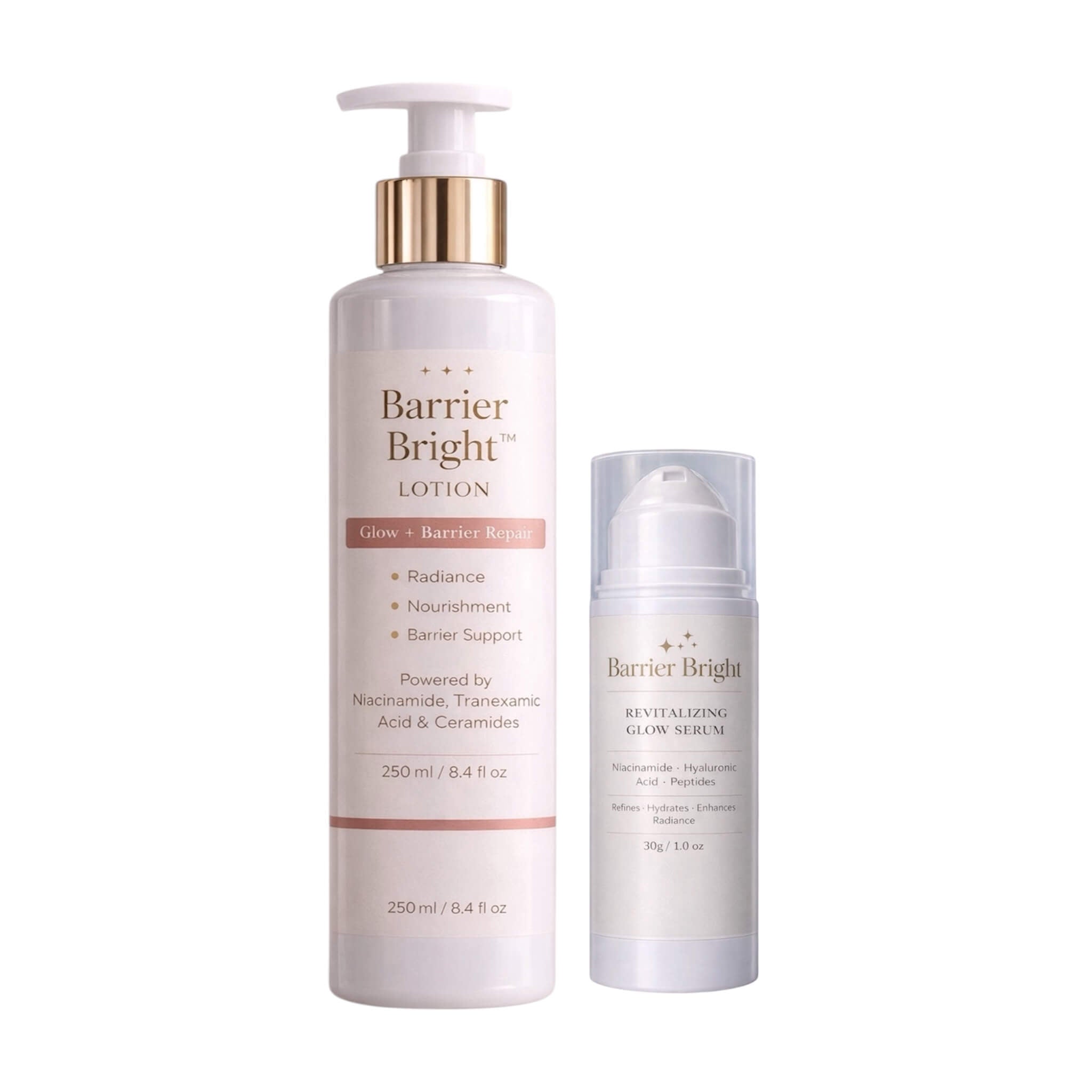 Barrier Bright Glow Hydration Duo lotion and serum for lightweight hydration and radiance support