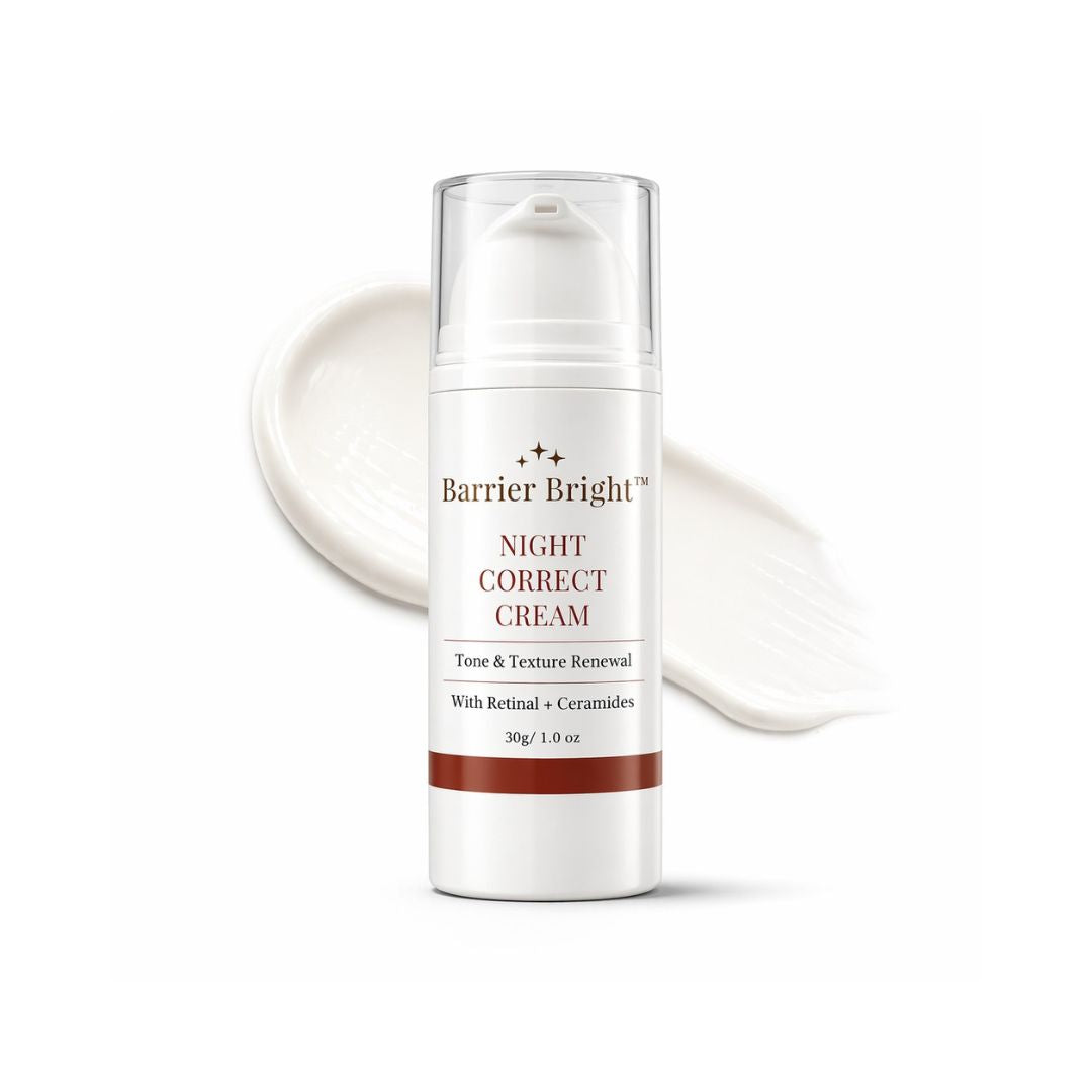 Barrier Bright Night Correct Cream retinal overnight renewal supports more even and refined skin appearance