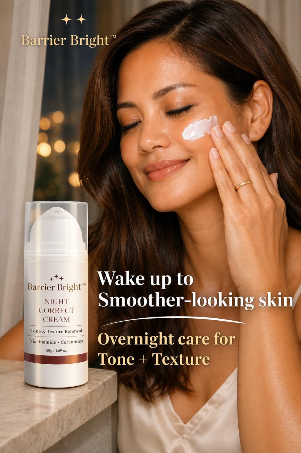 Barrier Bright Night Correct Cream retinal overnight renewal provides lasting hydration and moisture support