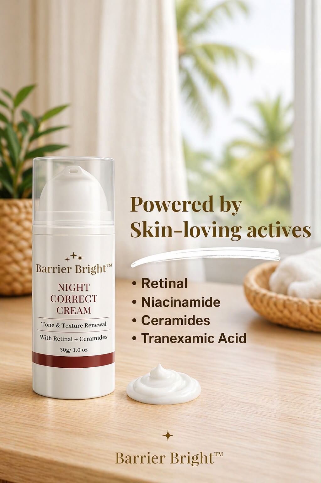 Barrier Bright Night Correct Cream retinal overnight renewal ideal for nighttime skincare routine use