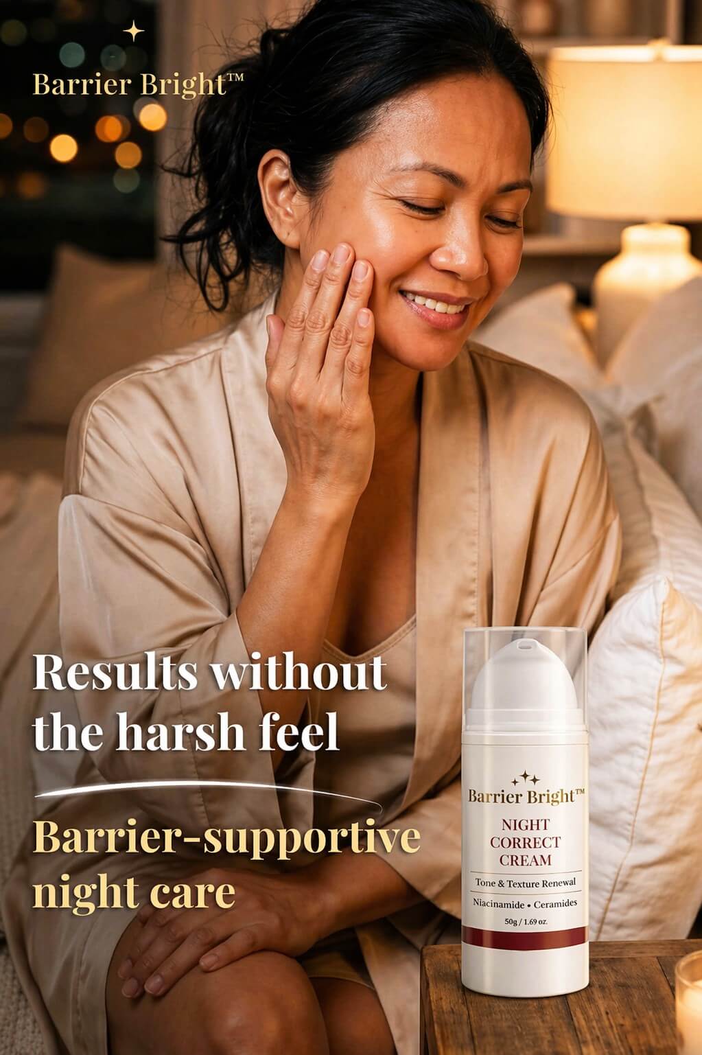 Barrier Bright Night Correct Cream retinal overnight renewal with retinal for skin renewal focused care
