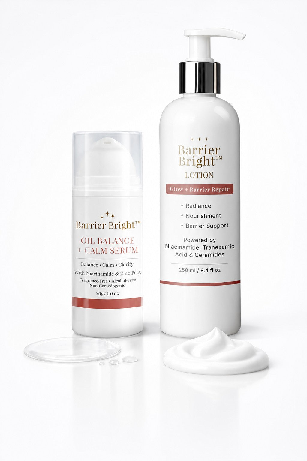 Barrier Bright™ Oil Control Duo – Barrier Repair Lotion 250ml + Oil Balance Calm Serum 30g for daily moisture balance