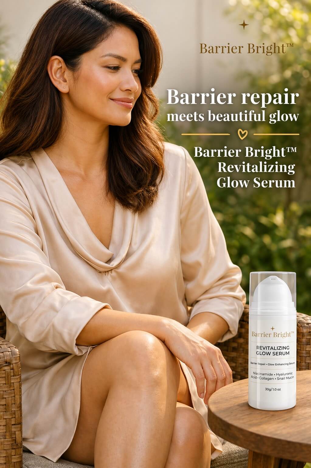 Barrier Bright Revitalizing Glow Serum 30g collagen infused formula for plump and supple look