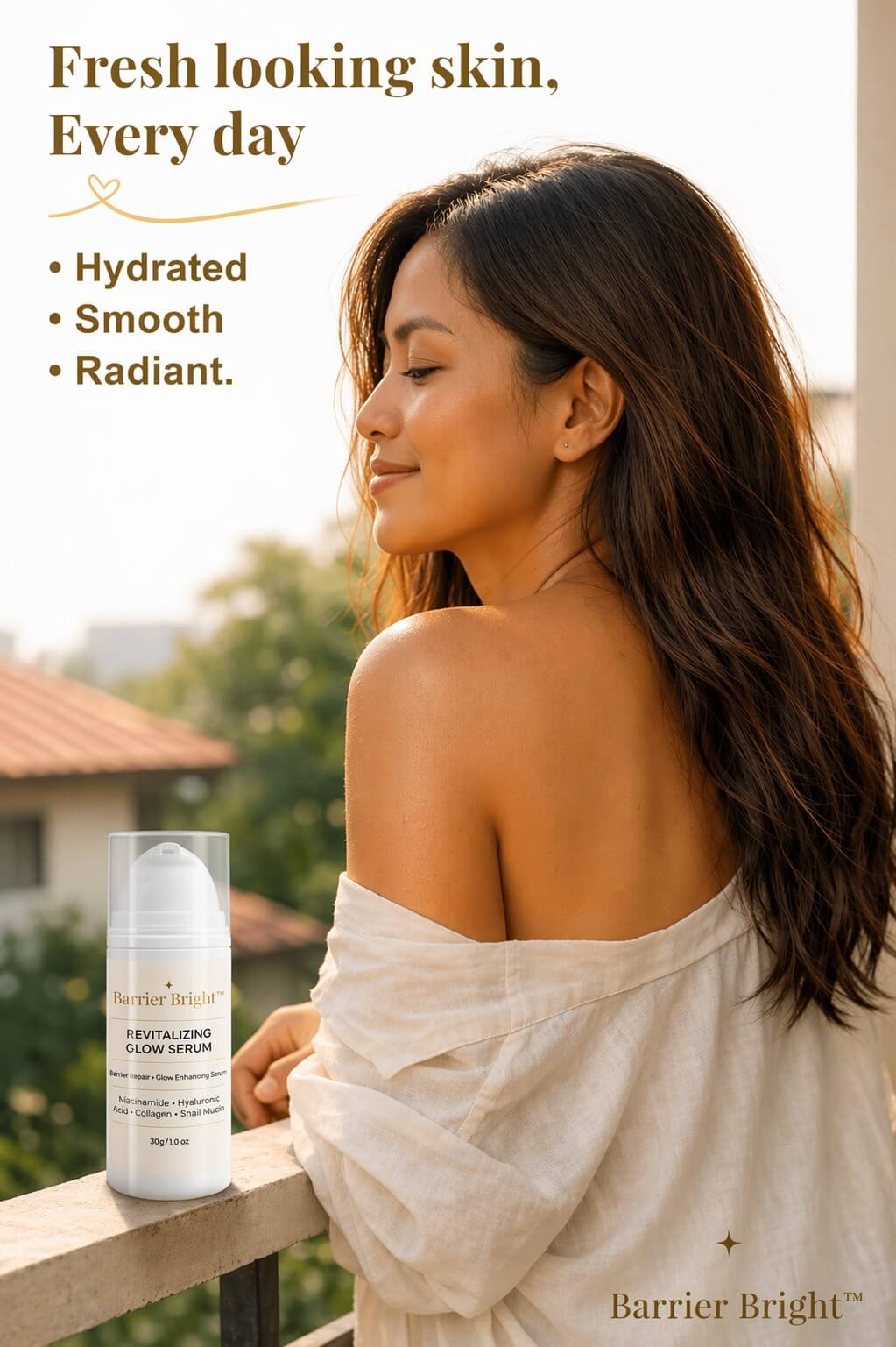 Barrier Bright Revitalizing Glow Serum 30g snail mucin based moisture support for soft skin feel