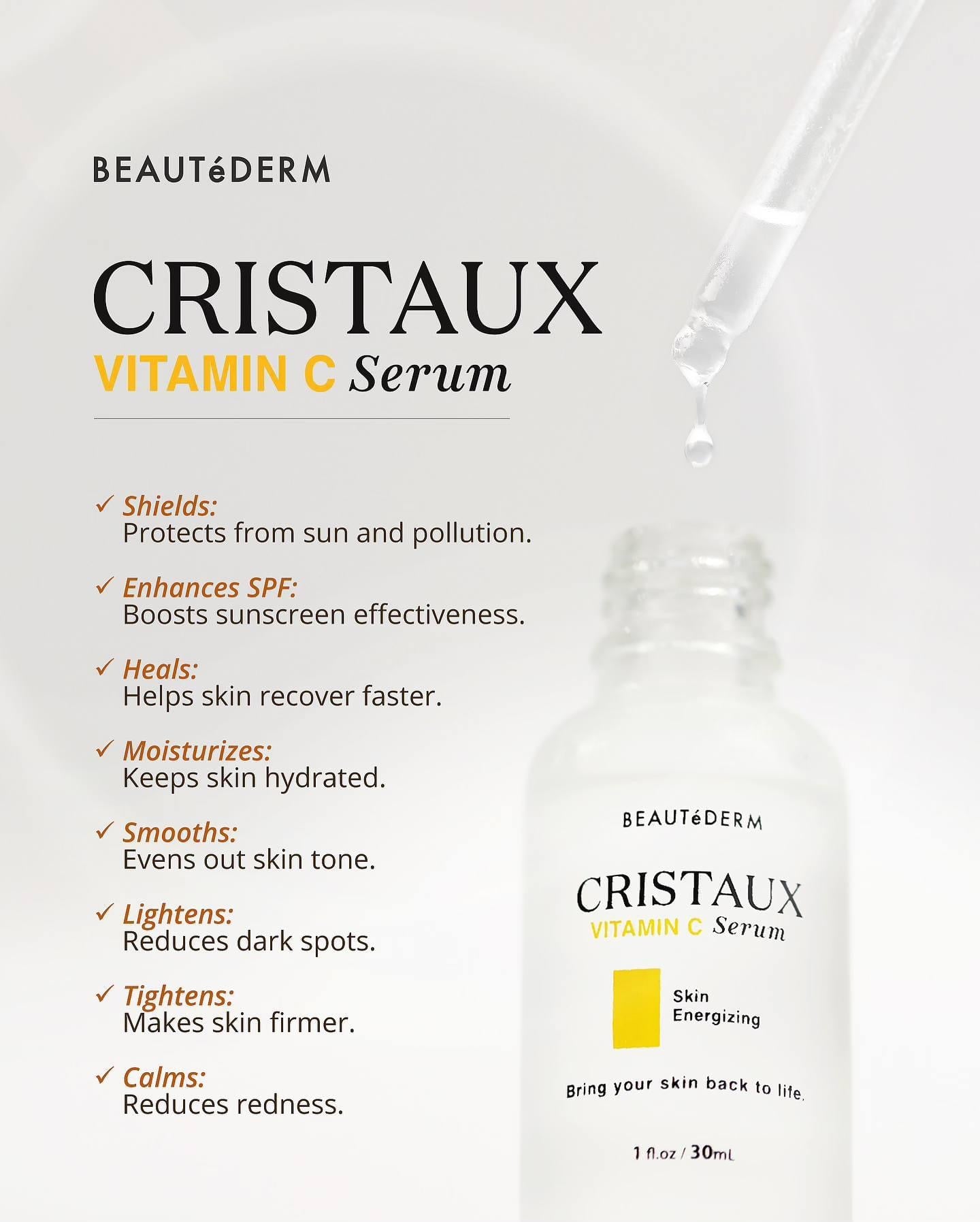 Beautederm Cristaux Vitamin C Serum: Skin Energizing, 30ml / 1 fl. Oz