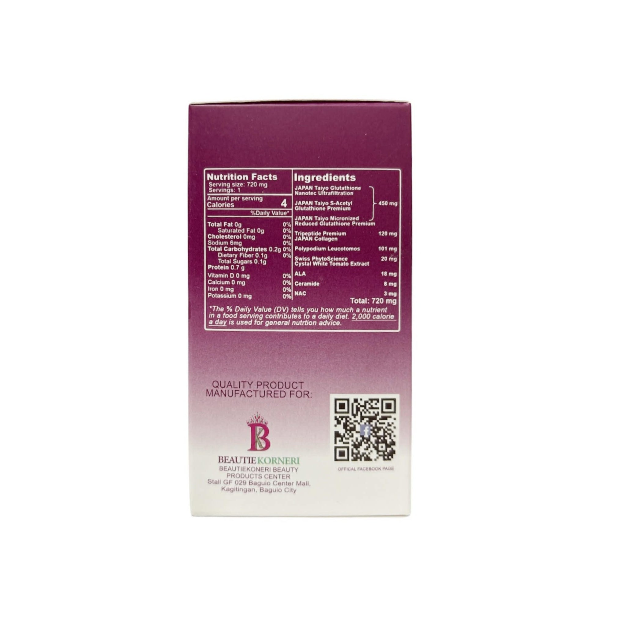 BeautieKorneri Saikou Premium Glutathione 60 Capsules providing antioxidant support for daily wellness