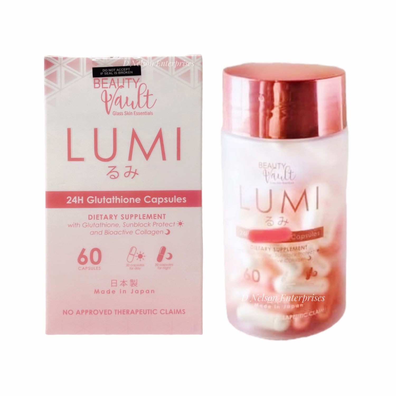 Beauty Vault LUMI 24H Glutathione Capsules, 60 Capsules – D Nelson Enterprises