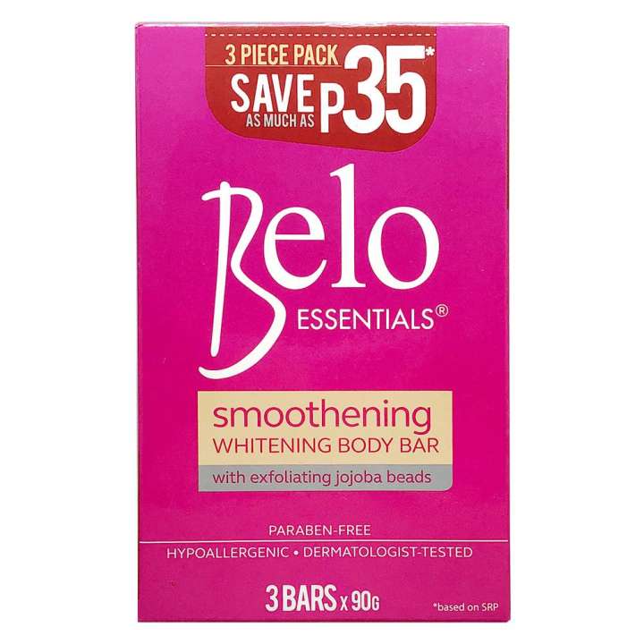 BELO ESSENTIALS Smoothening  Body Bar Soap w/ Jojoba Beads 3 Bars x 90g