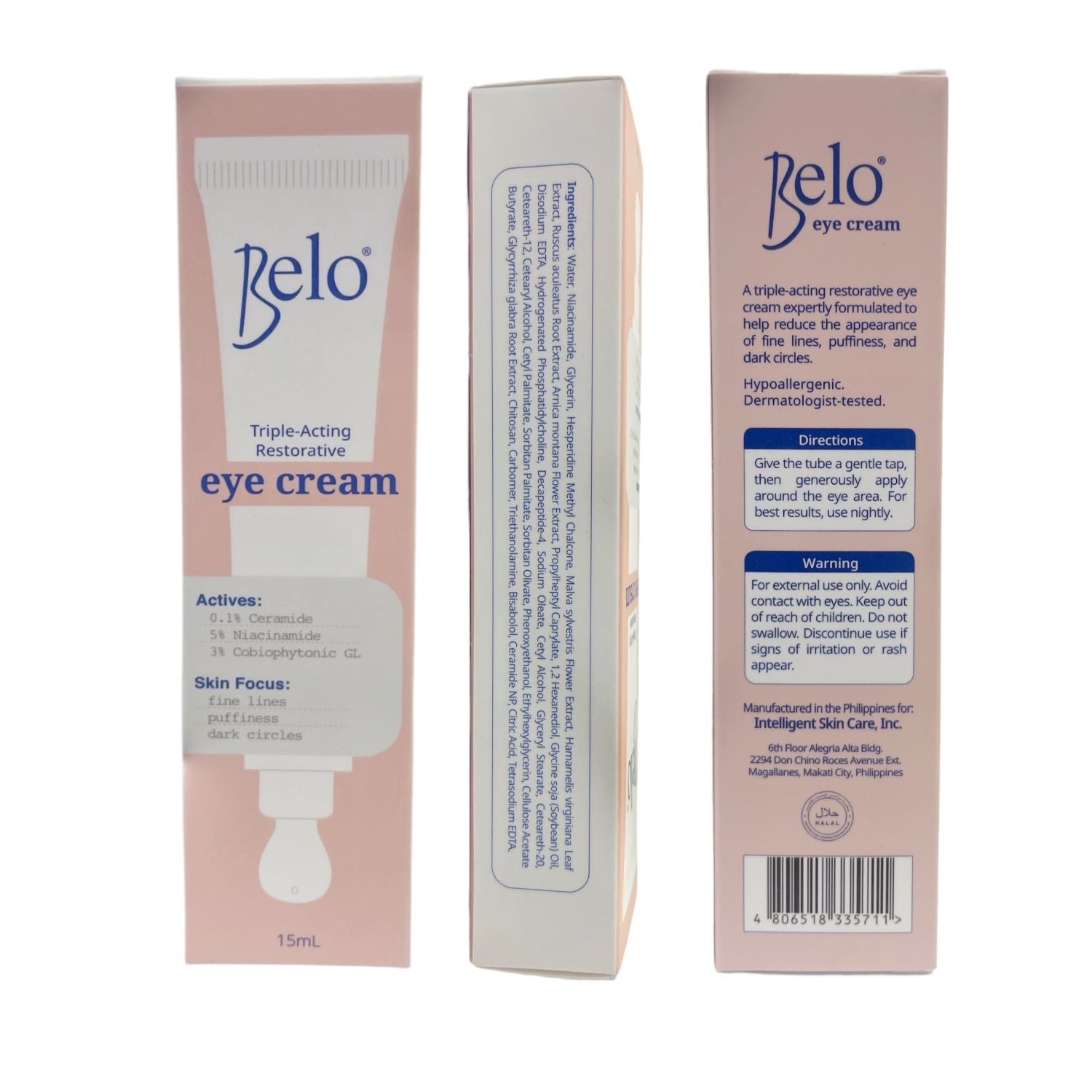 Belo Triple-Acting Restorative Eye Cream, for Fine Lines, Puffiness and Dark Circles