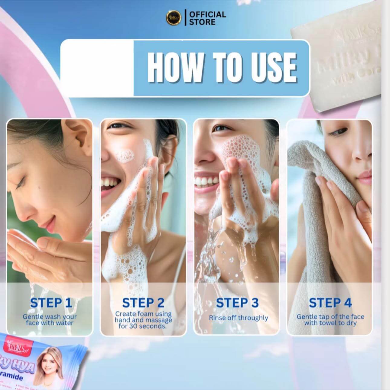BMRS Beauty Essentials Milky HYA with Ceramide Soap nourishing formula