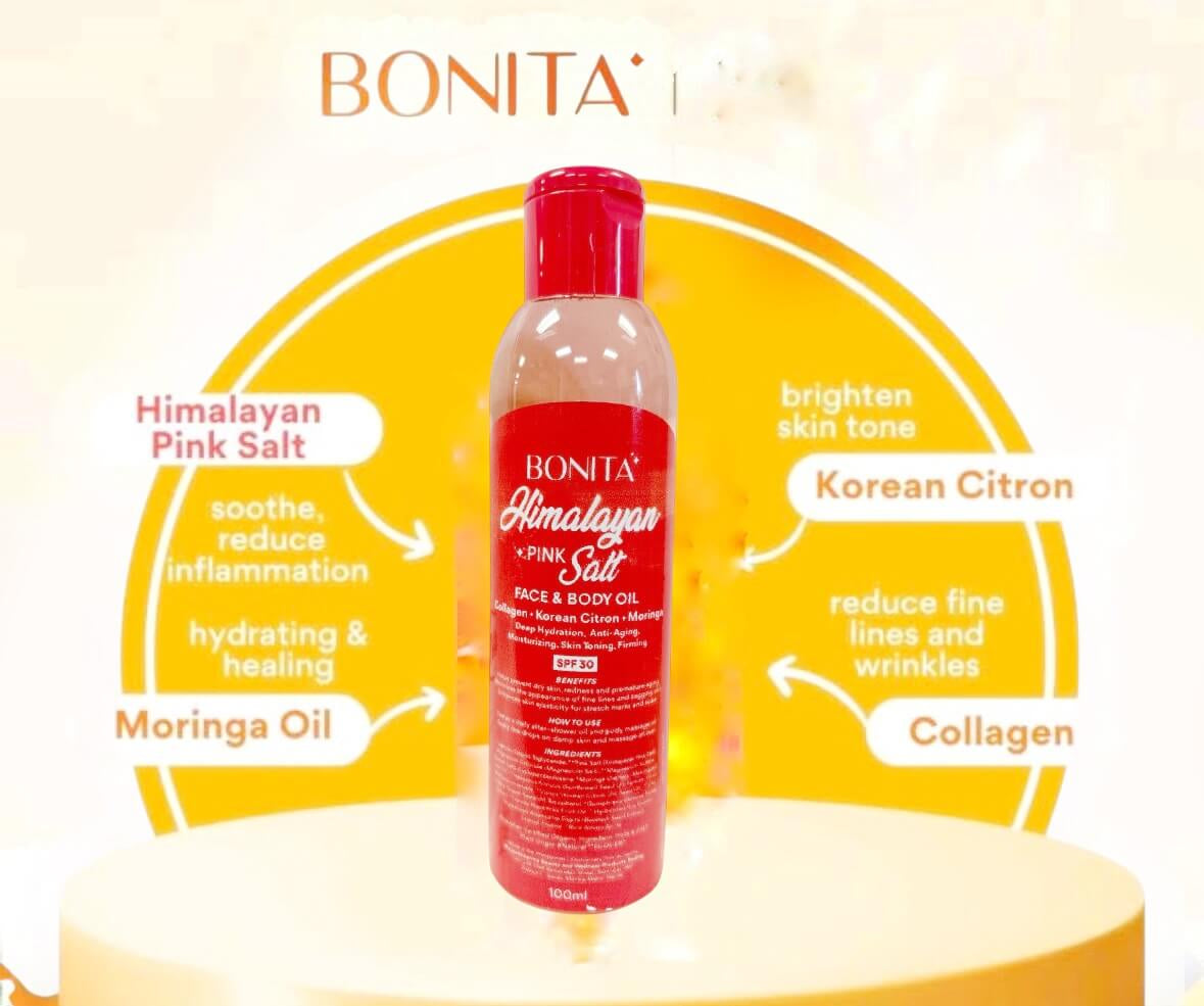 Bonita Himalayan Pink Salt Face and Body Oil SPF 30 with daily sun protection