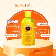 BONITA Sunflower Collagen Firming Body Oil SPF 30 – 100ml Front View, Hydrating Body Moisture Oil with Vitamin A & Squalane