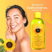 BONITA Sunflower Collagen Firming Body Oil SPF 30 – 100ml, Daily Use Hydrating Oil with Vitamin A & Squalane for Nourished Skin