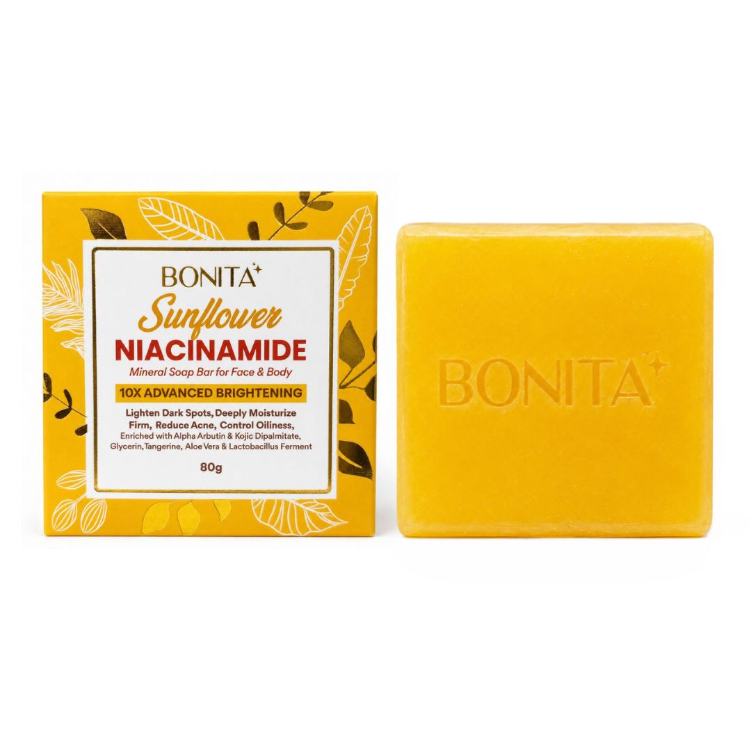 Bonita Sunflower Niacinamide Face & Body Mineral Soap Bar 80g for everyday cleansing