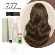 Bremod Premium Series 7.77 Matcha Chocolate professional hair dye with glossy cool brown tone and smooth vibrant shine