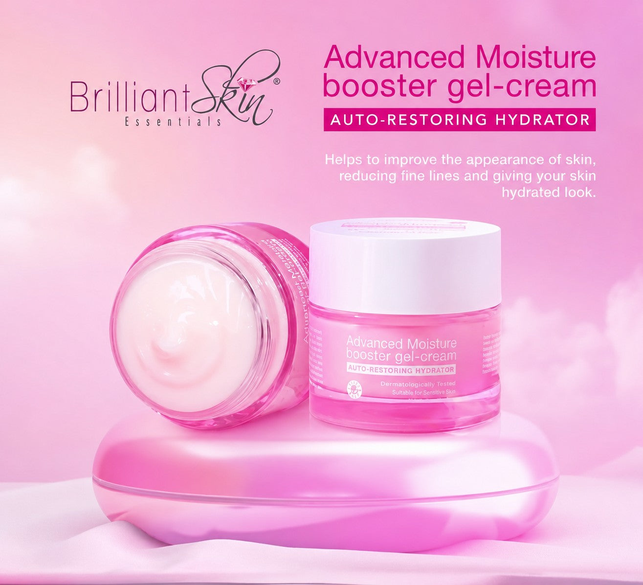 Brilliant Skin Essentials Advanced Moisture Booster Gel-Cream 50g helps skin feel soft smooth and comfortable.