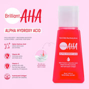 Brilliant Skin Essentials Facial Cleanser with AHA Serum and Glutathione Soap for bright and clear skin