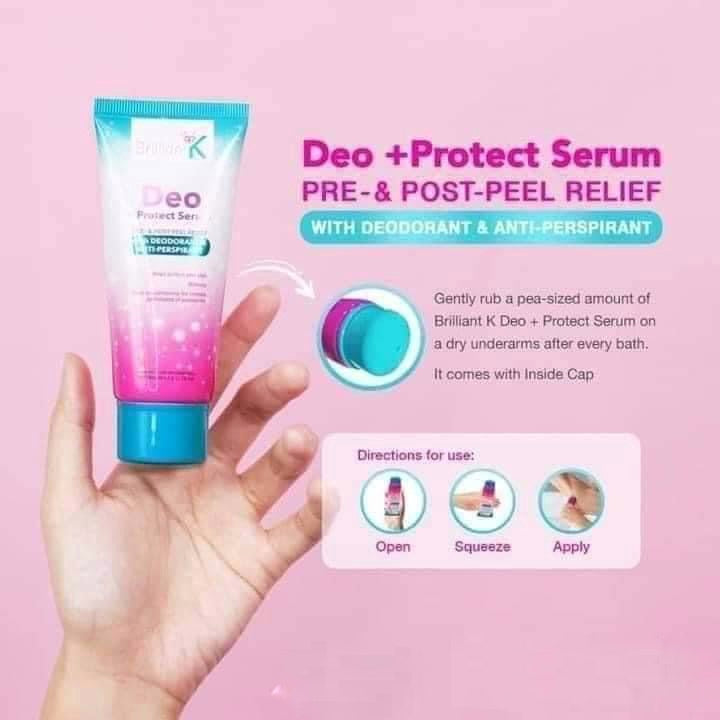 Brilliant K Deo Protect Serum, a long-lasting deodorant and anti-perspirant for odor and sweat control.