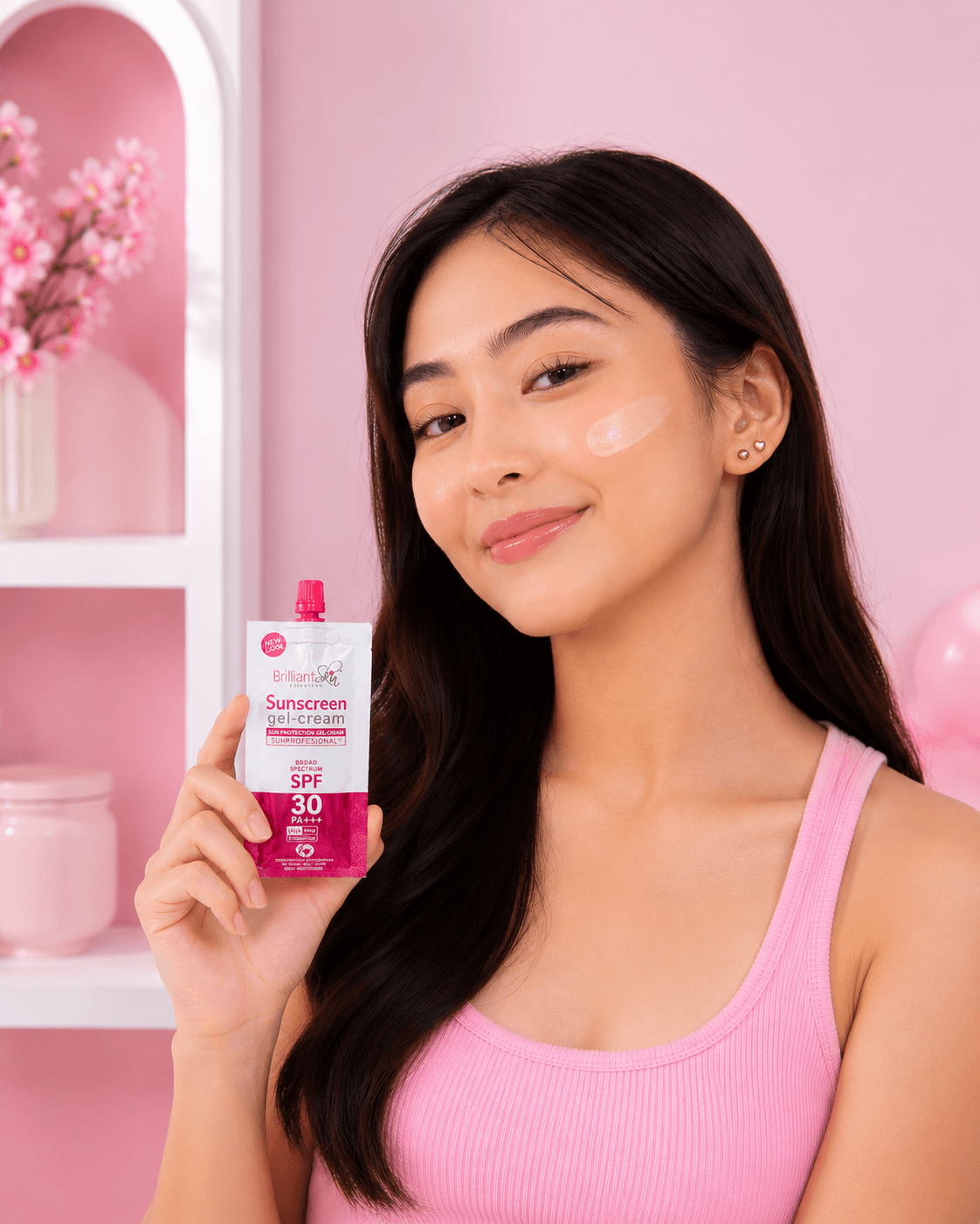 Brilliant Skin Sunscreen Gel-Cream with green tea and aloe vera skincare ingredients