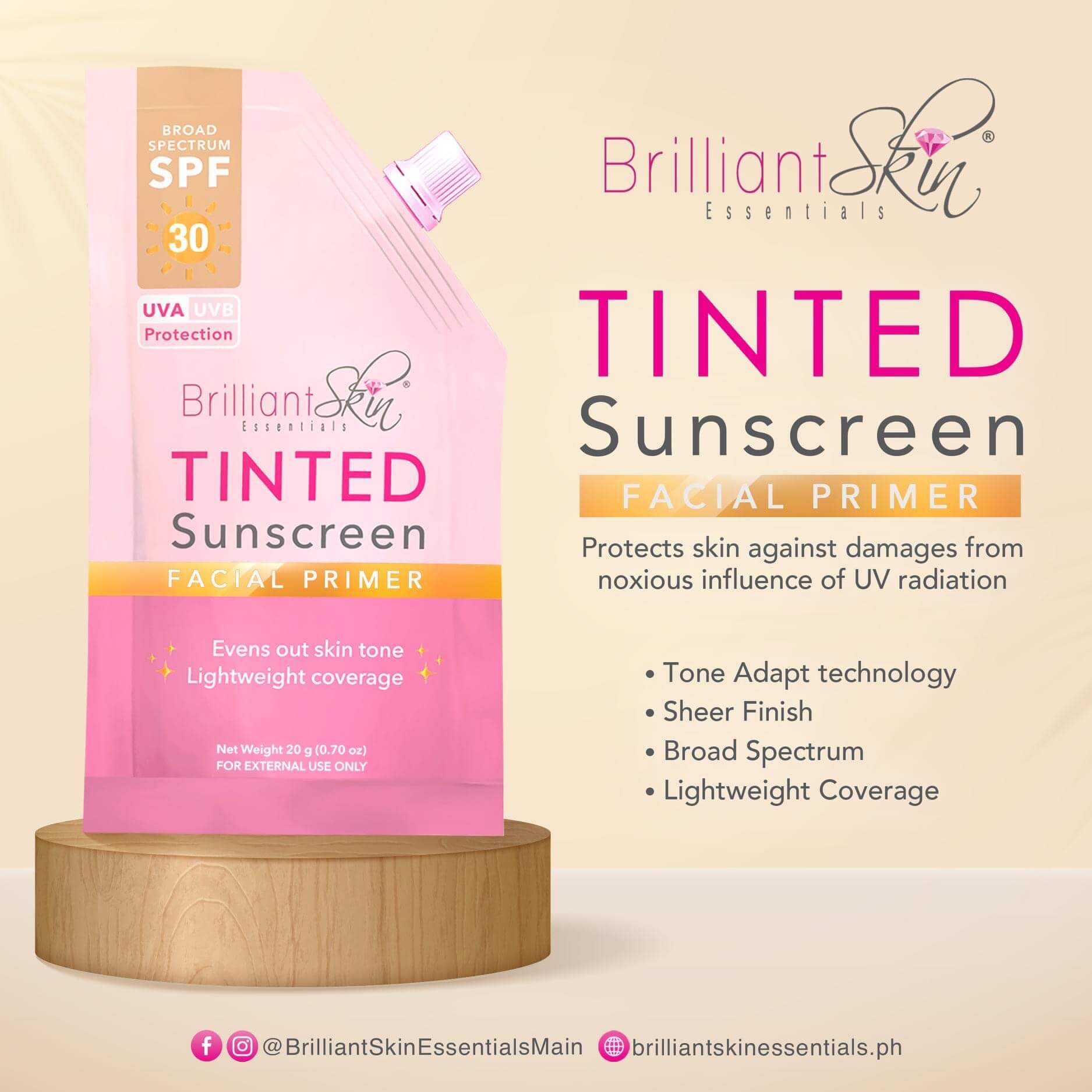 Brilliant Skin Essentials Tinted Sunscreen Primer, 20g SPF 50