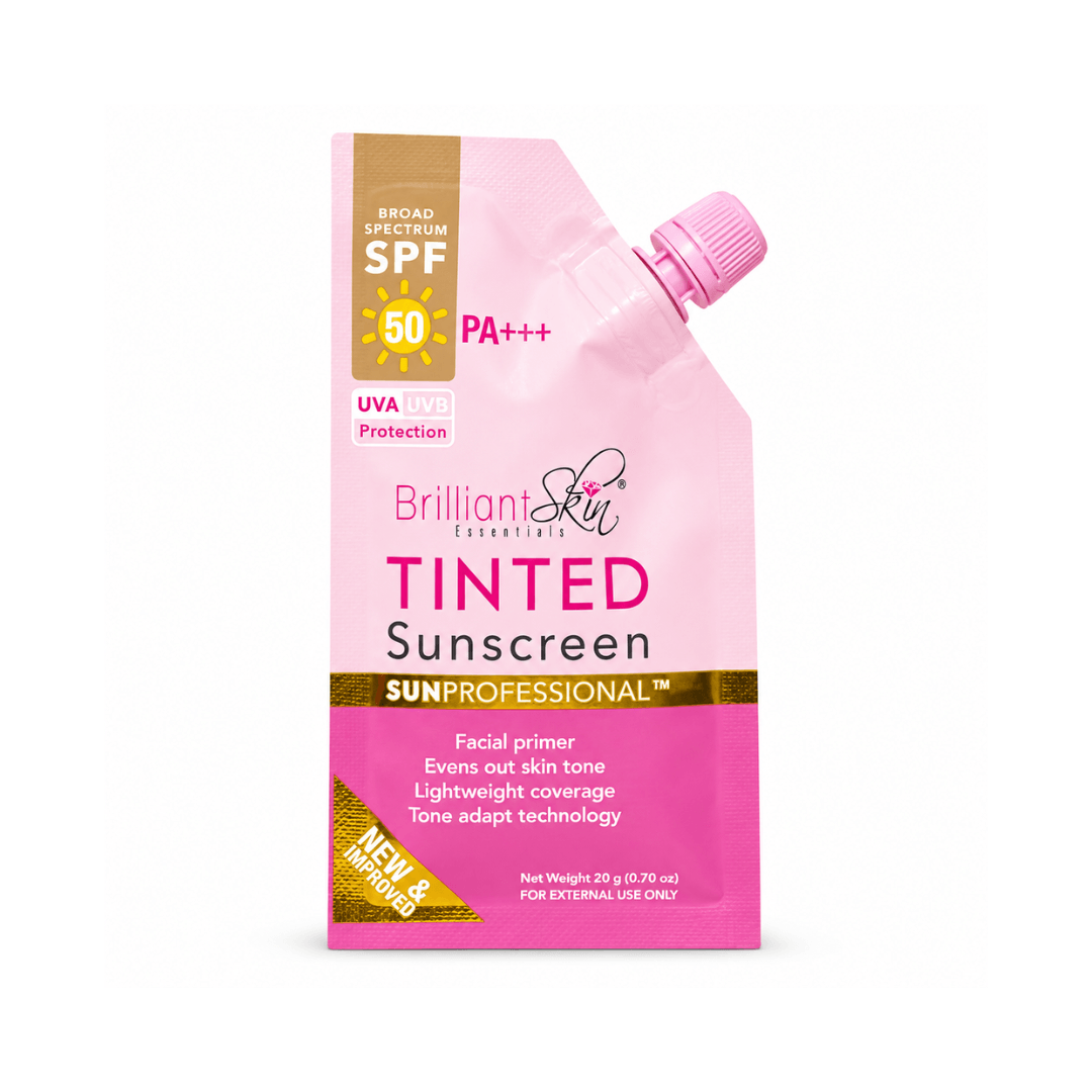 Brilliant Skin Tinted Sunscreen SPF50 PA++++ with broad spectrum UVA UVB daily face protection