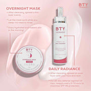 BTY Advance Complete 3-Step Skincare Routine Bundle supports cleansing, hydration, and skin revival