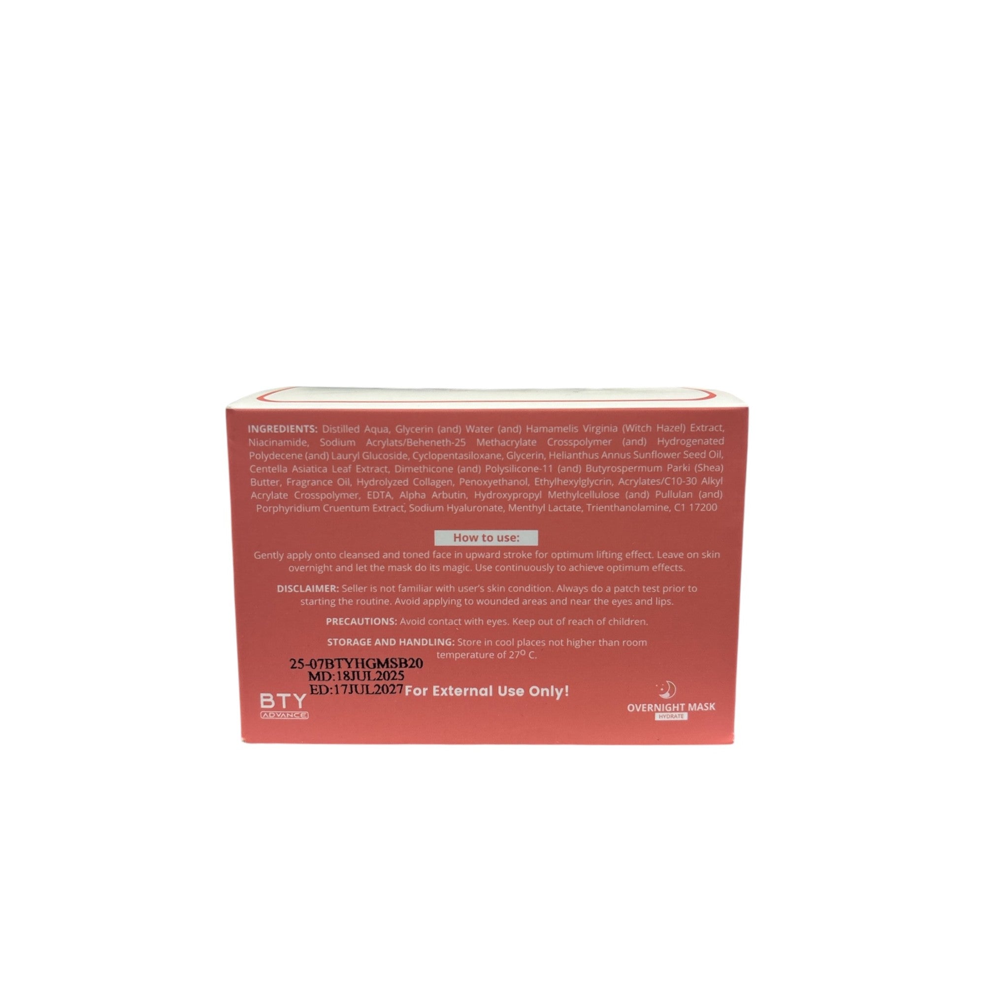 BTY Advance Overnight Mask with intense hydration formula