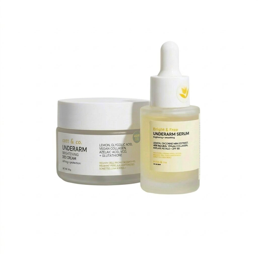Catt & Co. Underarm Duo Set — Brightening Deo Cream 30g & Bright & Free Underarm Serum 30ml | 48H Odor Control, Smooth, Hydrated & Refreshed Underarm Care
