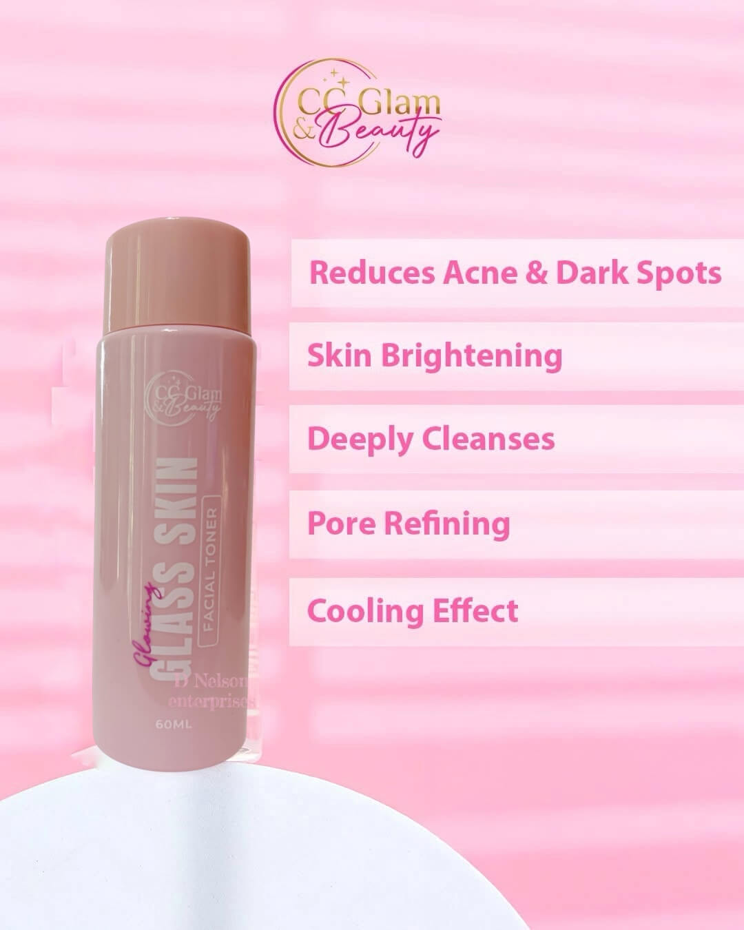 CC GLAM & BEAUTY GLOWING GLASS SKIN SET with SPF 50 for daily sun care