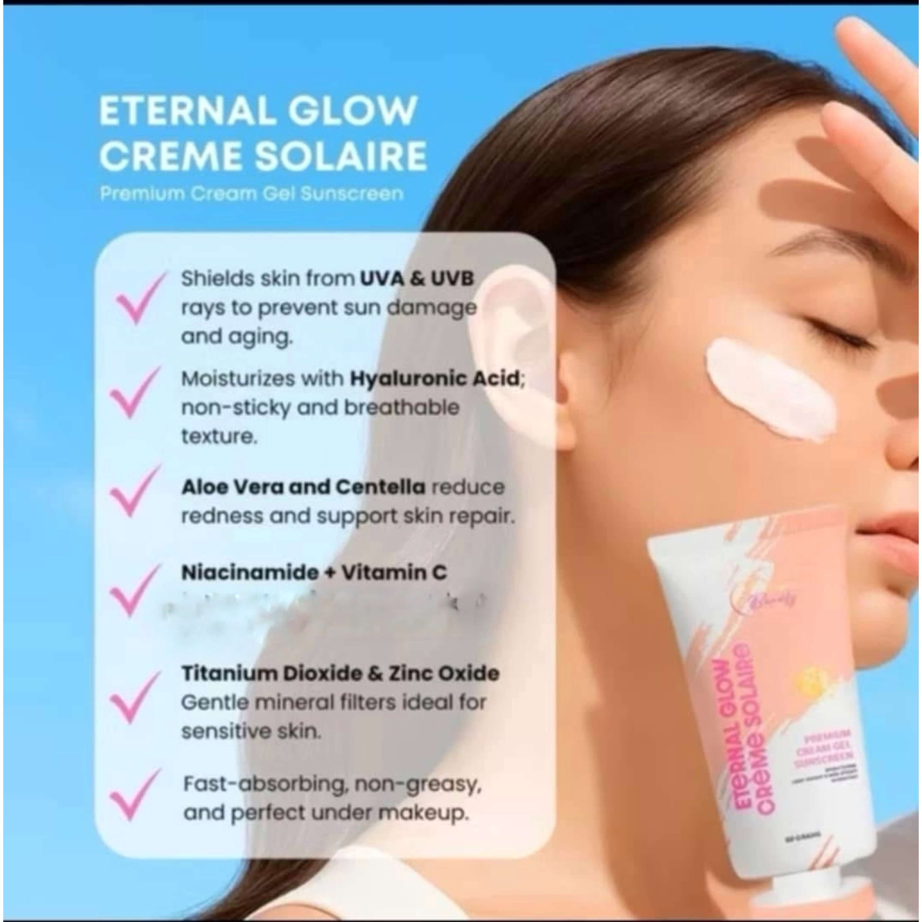 CC GLAM & BEAUTY Eternal Glow Creme Solaire SPF 50 sunscreen ideal for daily sun protection