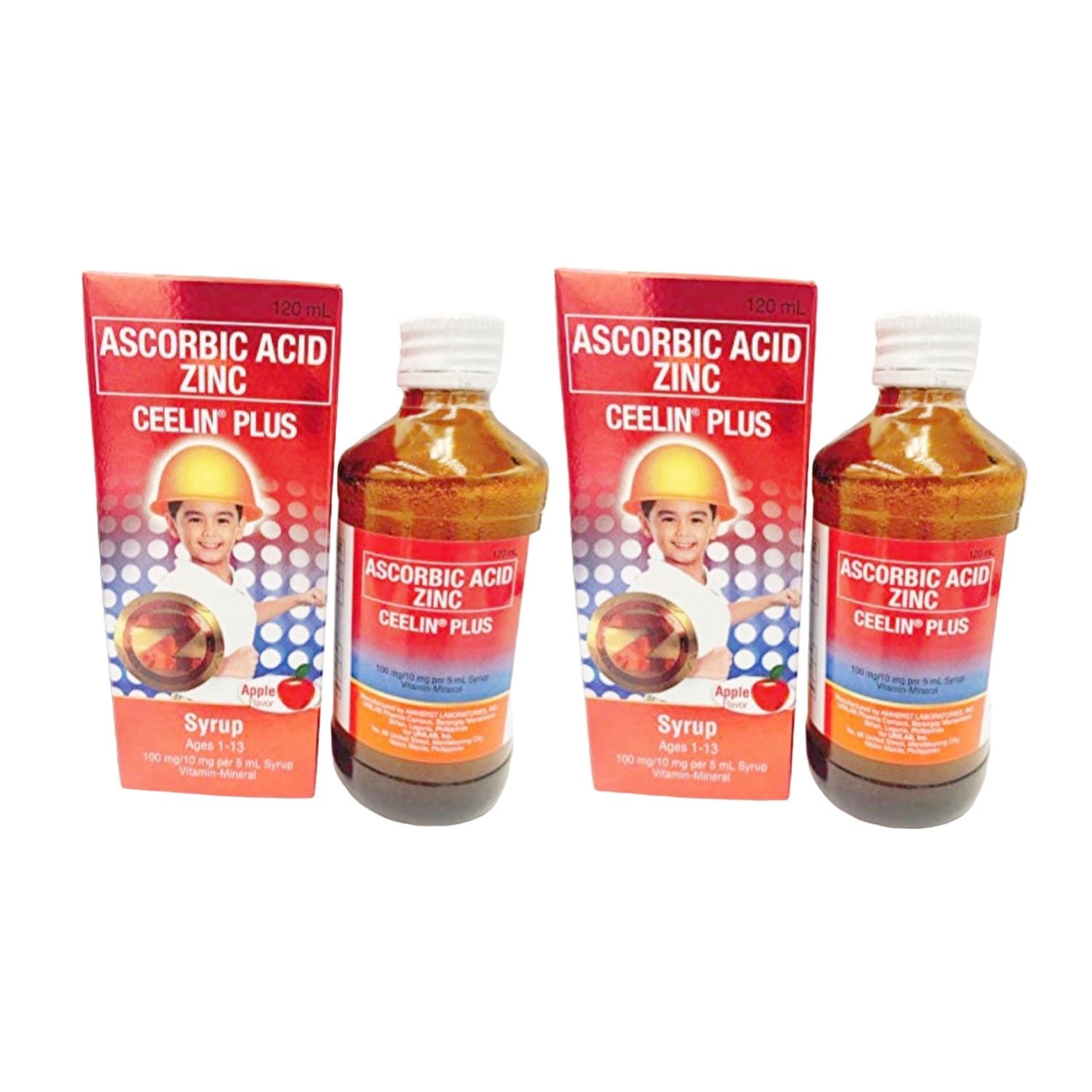 2 Bottles Ceelin Plus Ascorbic Acid with Zinc, 120ml