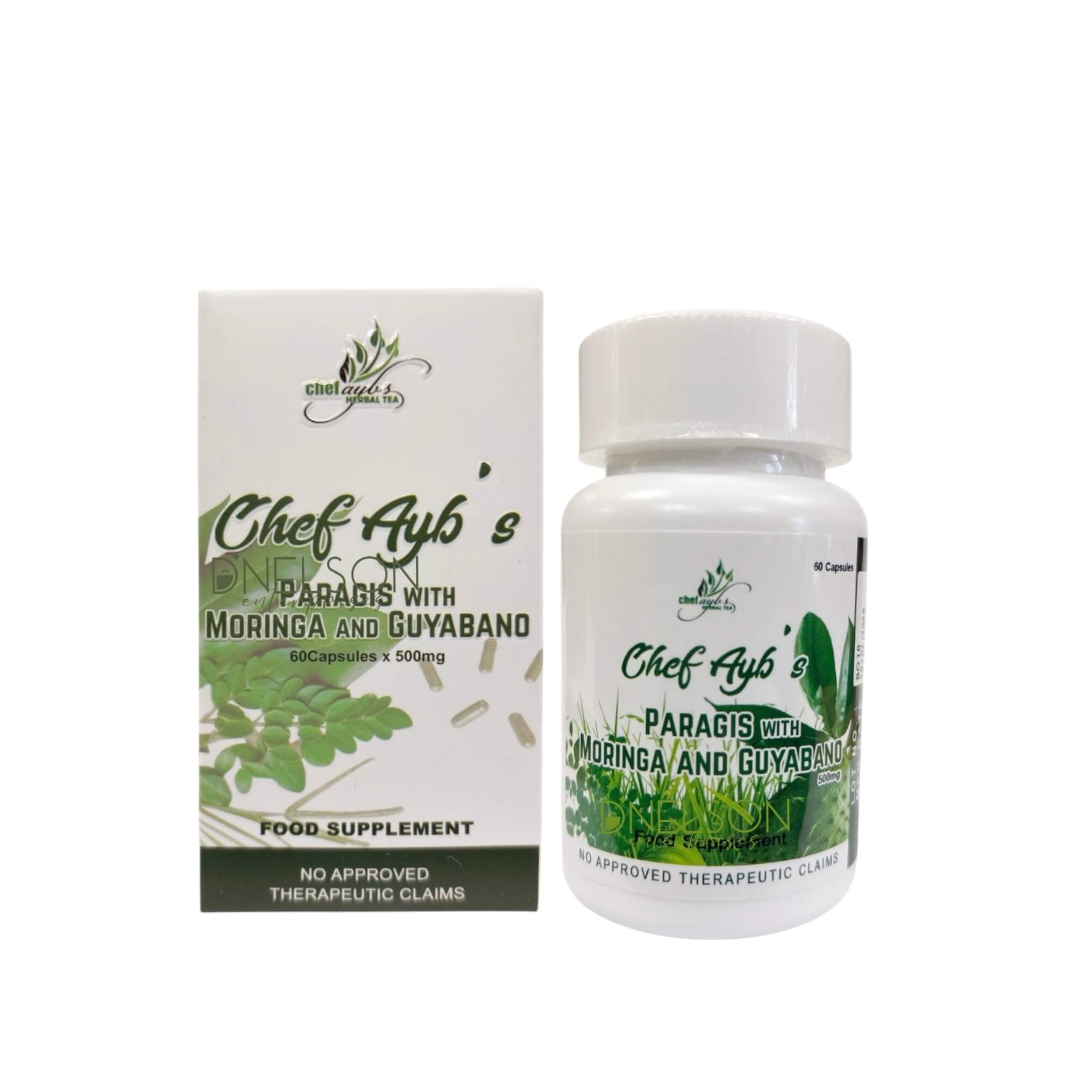 Chef Ayb’s Paragis with Moringa and Guyabano — Natural Herbal Supplement for Daily Wellness | Pure Plant-Based Capsules | 60 Vegetable Capsules x 500 mg | Made with Paragis, Moringa & Guyabano Leaf Powder